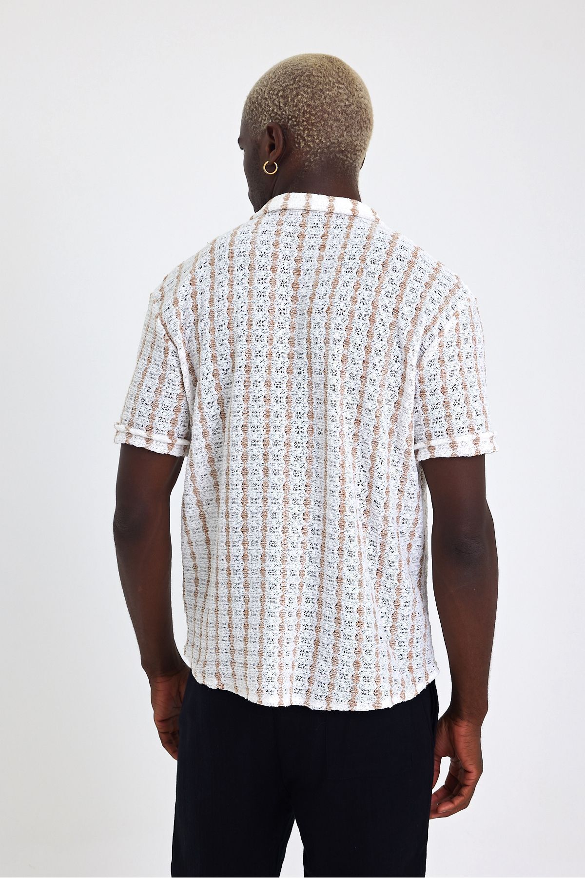 İLKCET MODA-Jacquard Oversize Short Sleeve Shirt 4