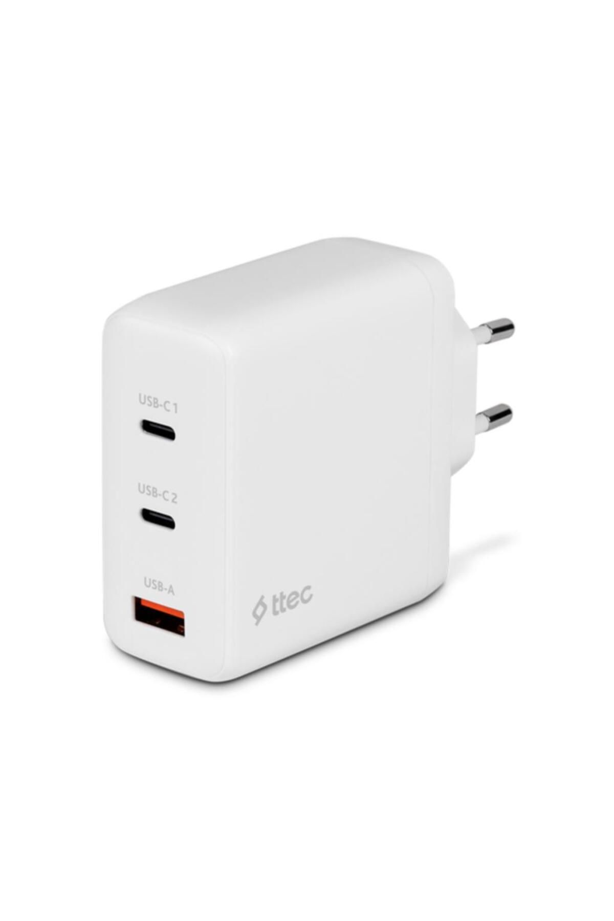 Süper Hızlı Gan 120w 2x Pd Type C Ve 1x Usb Girişli Şarj Aleti, Akım Ve Isı Korumalı Şarj Adapt - 1