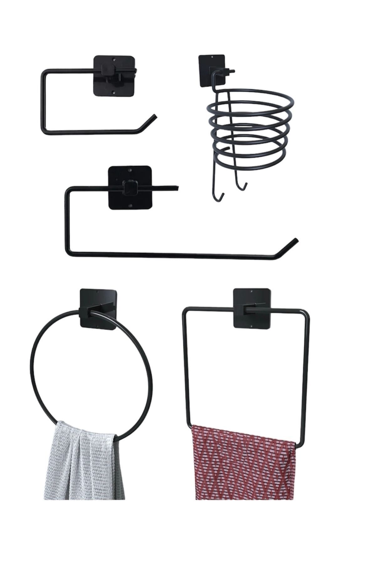 Adhesive Toilet Paper+Paper Towel+Square And Round Towel Holder Towel Holder Set of 5