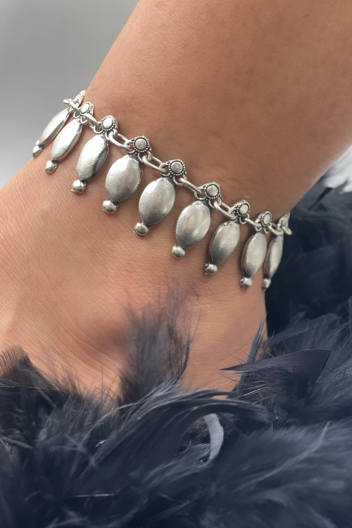 Vesaire Accessories Antik Eskitme Gümüş Kaplama Halhal