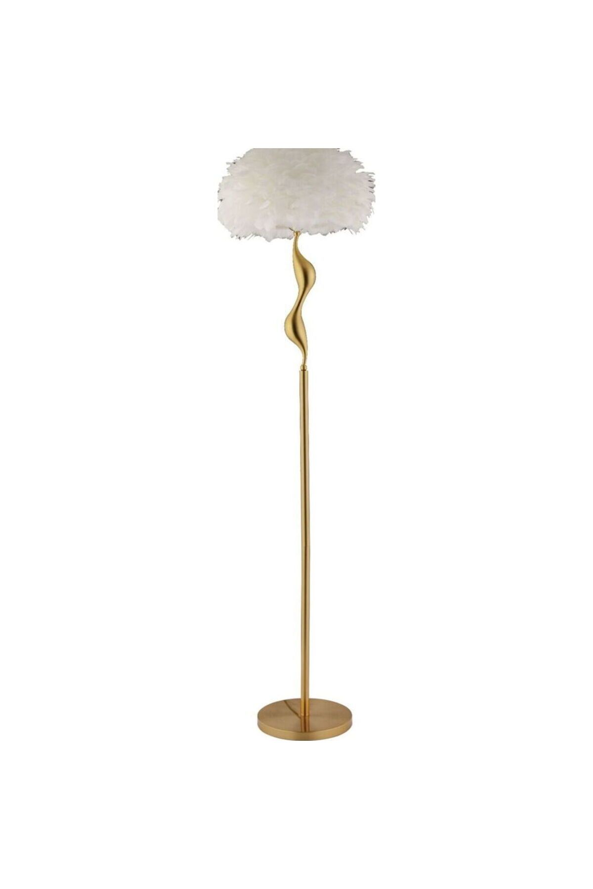 Lüks Modern Lambader Eskitme Gold Deve Tüy Detaylı Ayaklı Lambader E-27 Duy - 2
