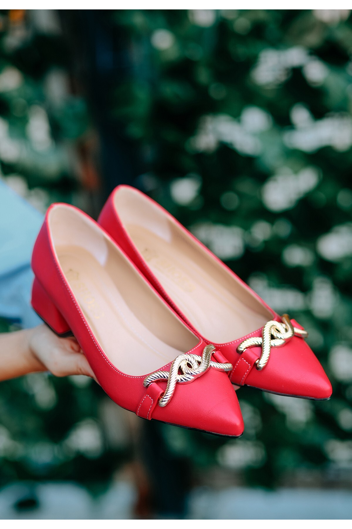 Kırmızı Cilt Topuklu Ayakkabı