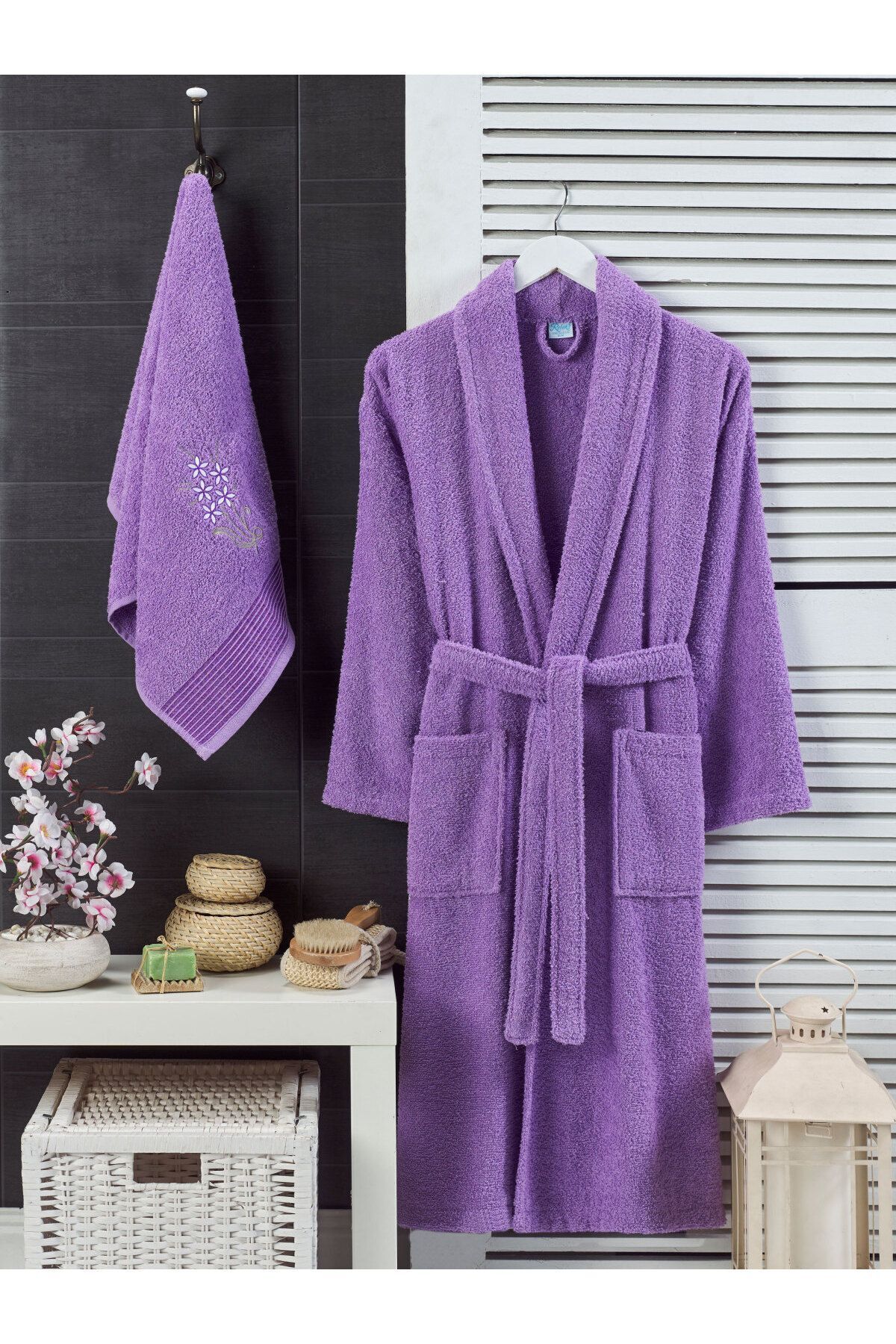 bulchahome Set of 2 Purple Towel Bathrobe Trendyol