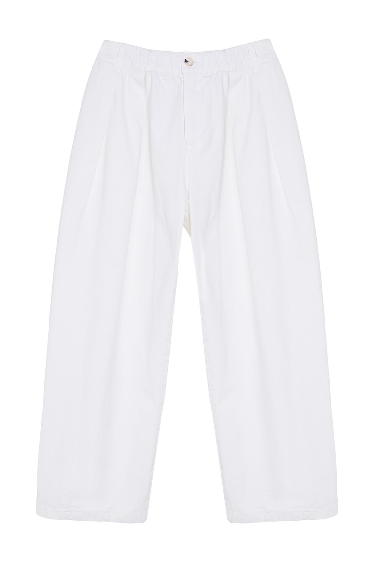 Trendyol Collection-Ψηλόμεσο Λευκό Παντελόνι Barrel - Ελαστικό, TWOAW25JE00030 6