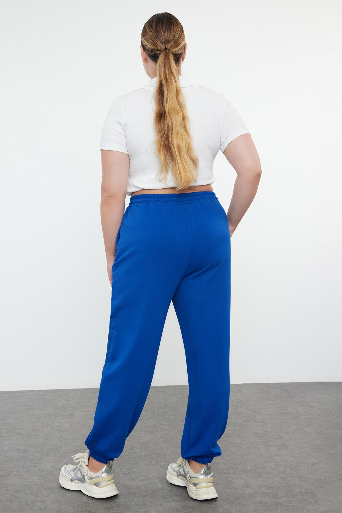 Trendyol Curve-Tepláky Indigo Jogger Elastic Leg Knitted Plus Size Tbbss22Ea0065 5