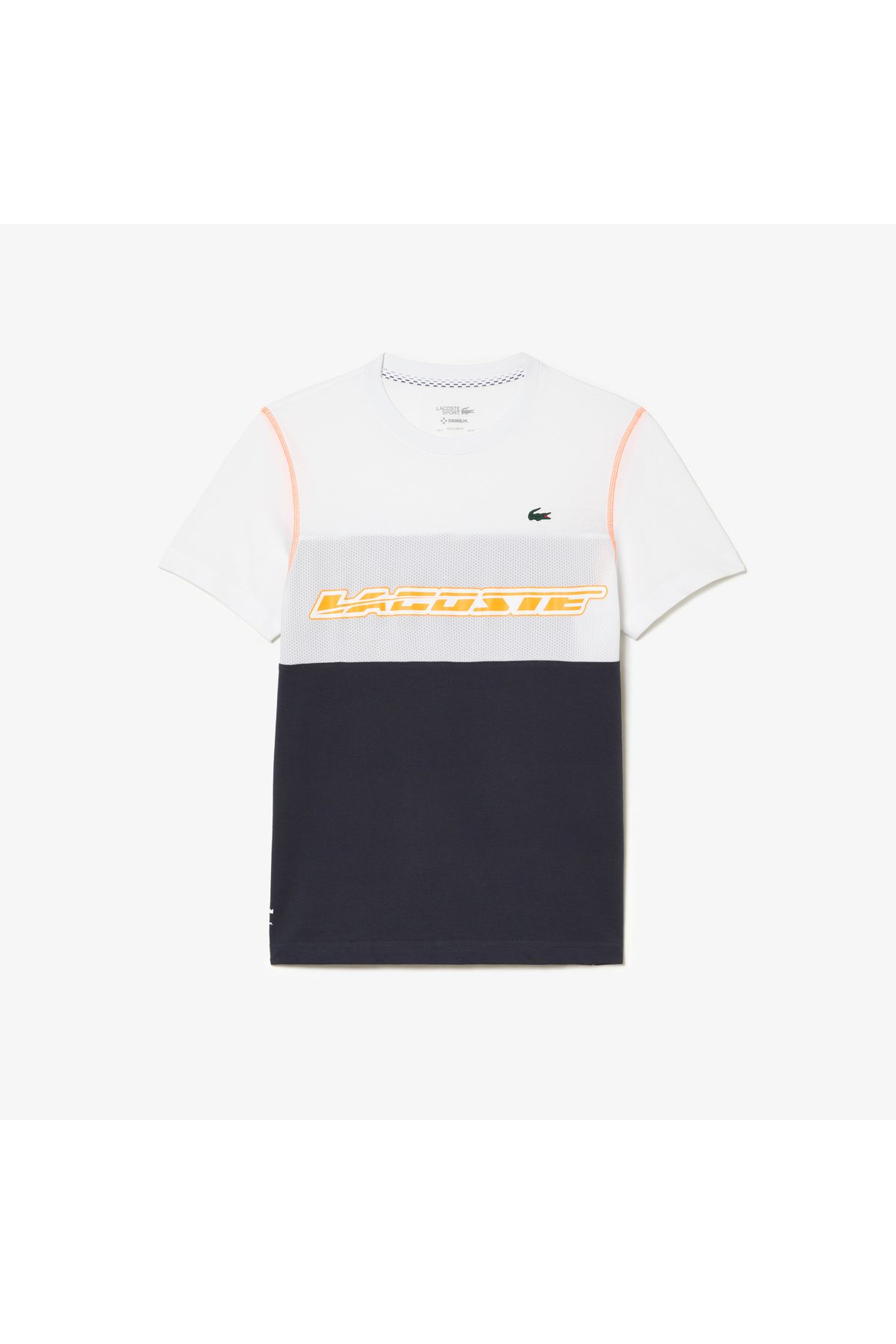 Lacoste Sport X Daniil Medvedev Erkek Regular Fit Bisiklet Yaka Renk Bloklu Beyaz T shirt Erkek