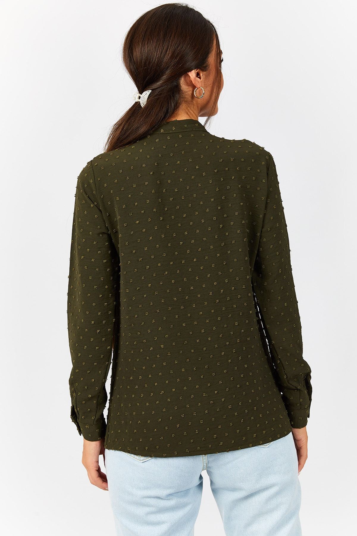 armonika-Dámská vzorovaná košile s khaki límečkem ARM-20K001150 4