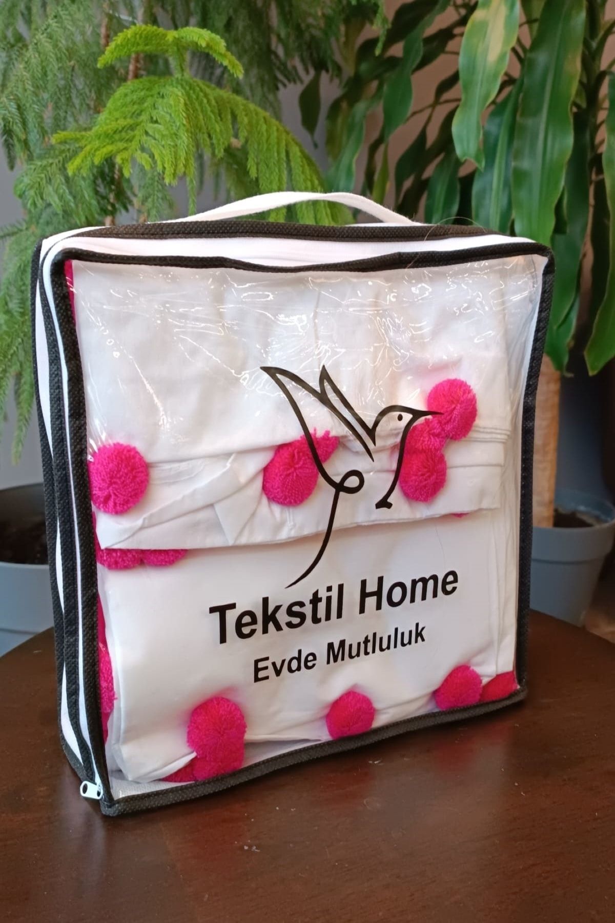 Tekstil Home Şeker Pembe Ponponlu Tek Kişilik Nevresim Seti Pamuklu Kumaş Genç Çocuk Odası Tasarım Retro 5