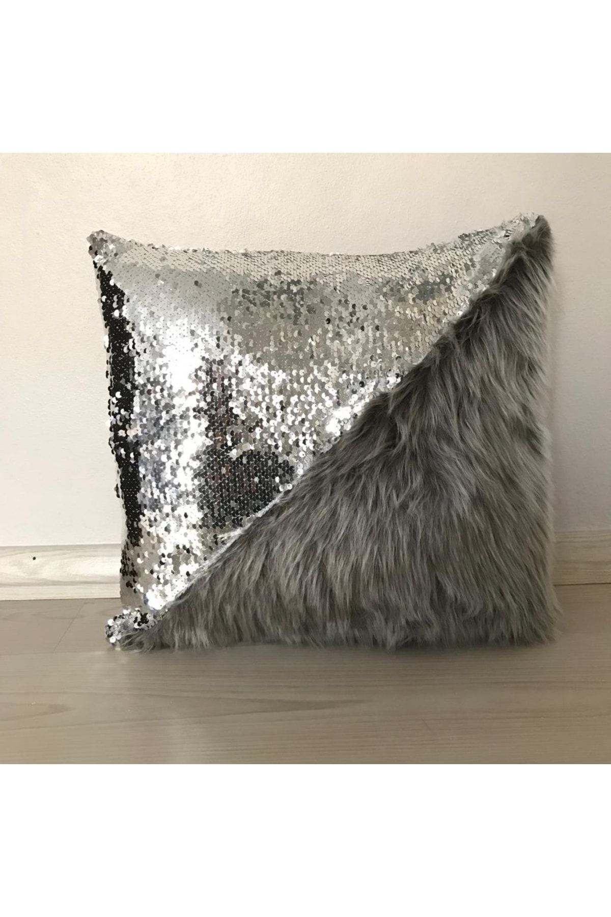YILMAZHOME Husă De Pernă Triunghiulară De Pluș Cu Paiete - 42 x 42