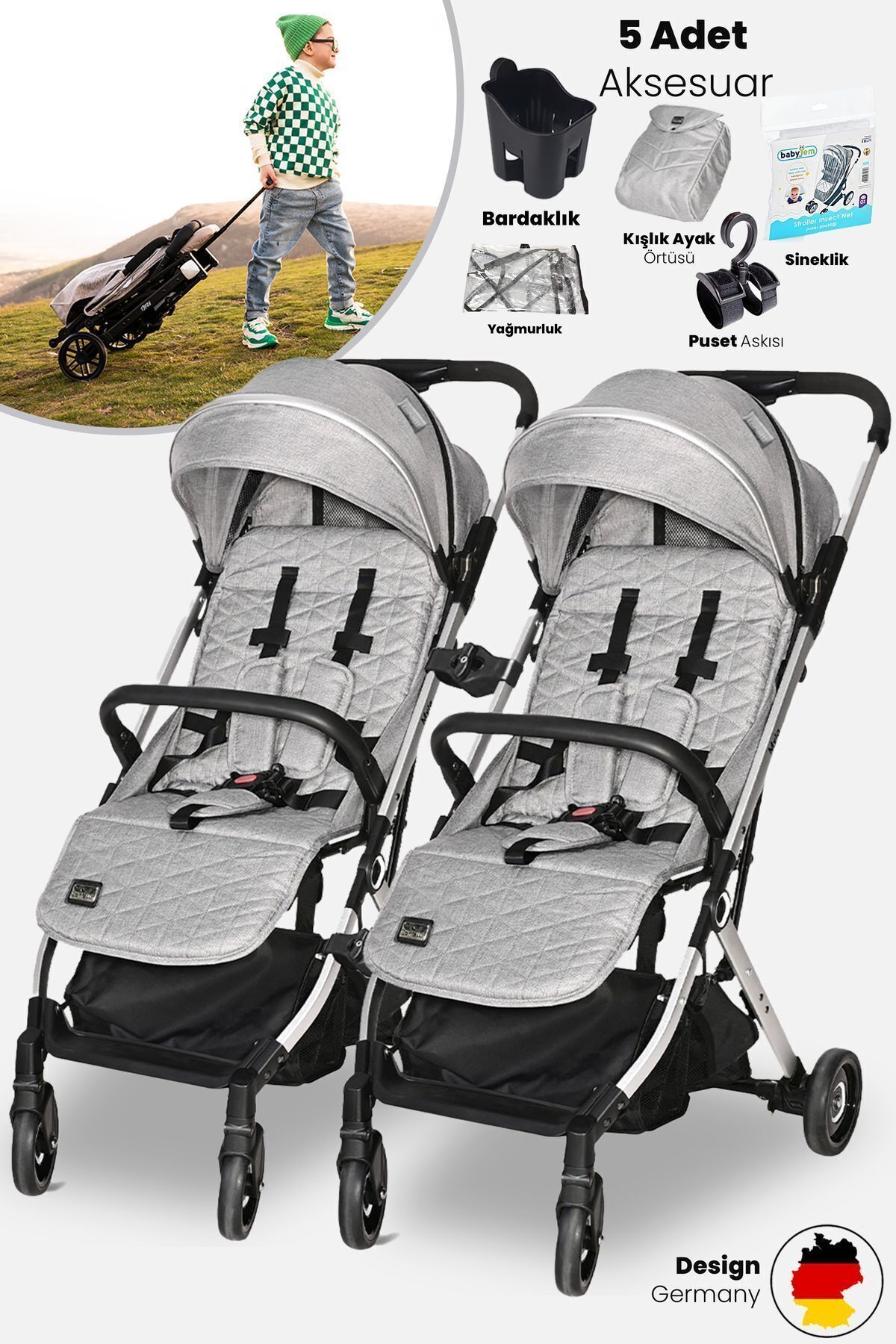 LORELLİ Lorelli Myla Plus Ayrılıp Birleşebilen Kabin Ikiz Bebek Arabası