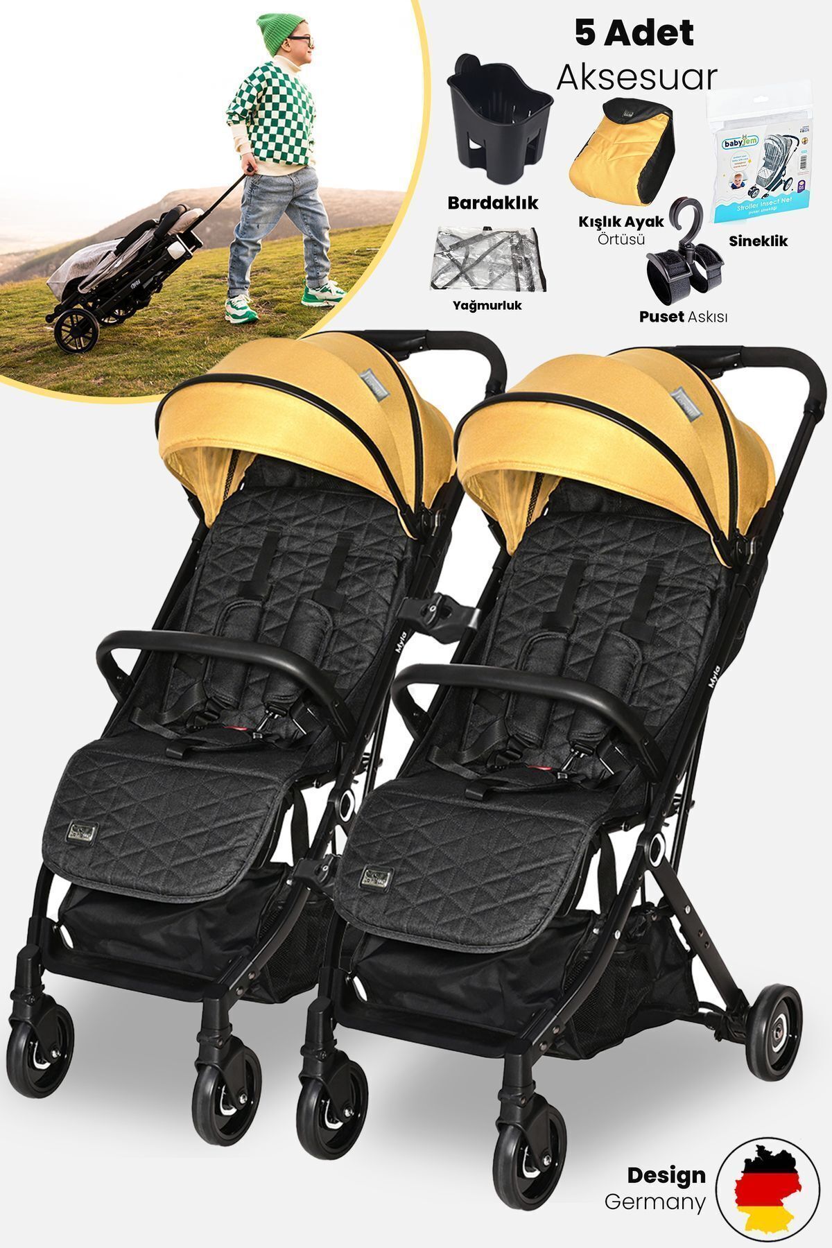 LORELLİ Lorelli Myla Plus Ayrılıp Birleşebilen Kabin Ikiz Bebek Arabası