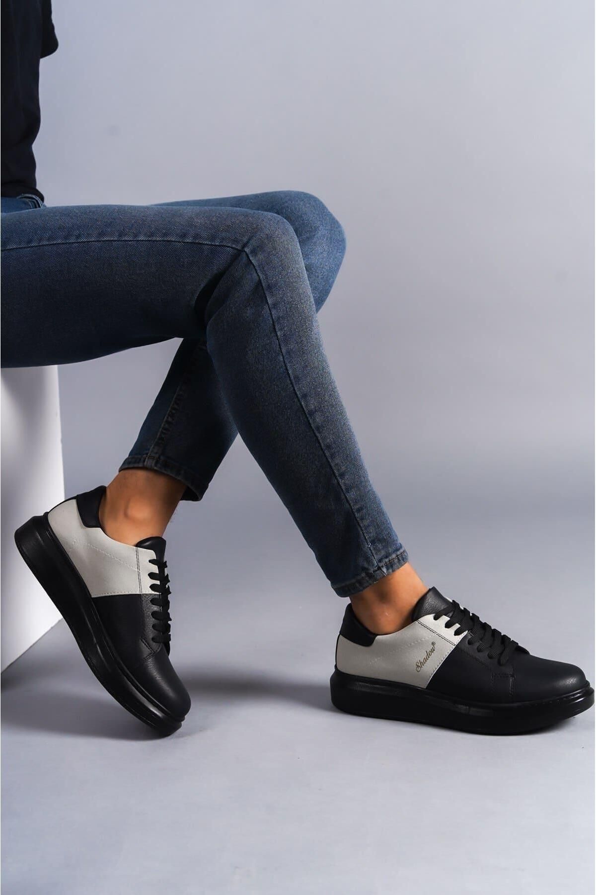 Aymood-SLW151 Boost Suede Pantofi pentru bărbați - cu șireturi, casual negru/gri 2