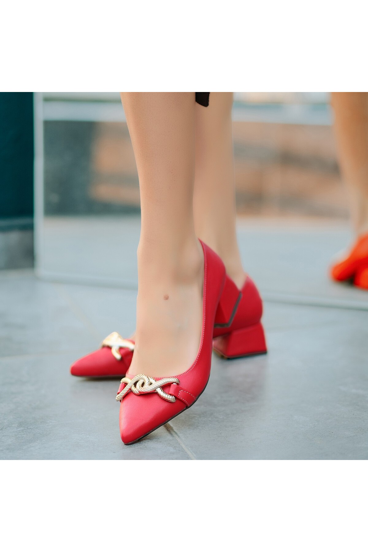 Kırmızı Cilt Topuklu Ayakkabı
