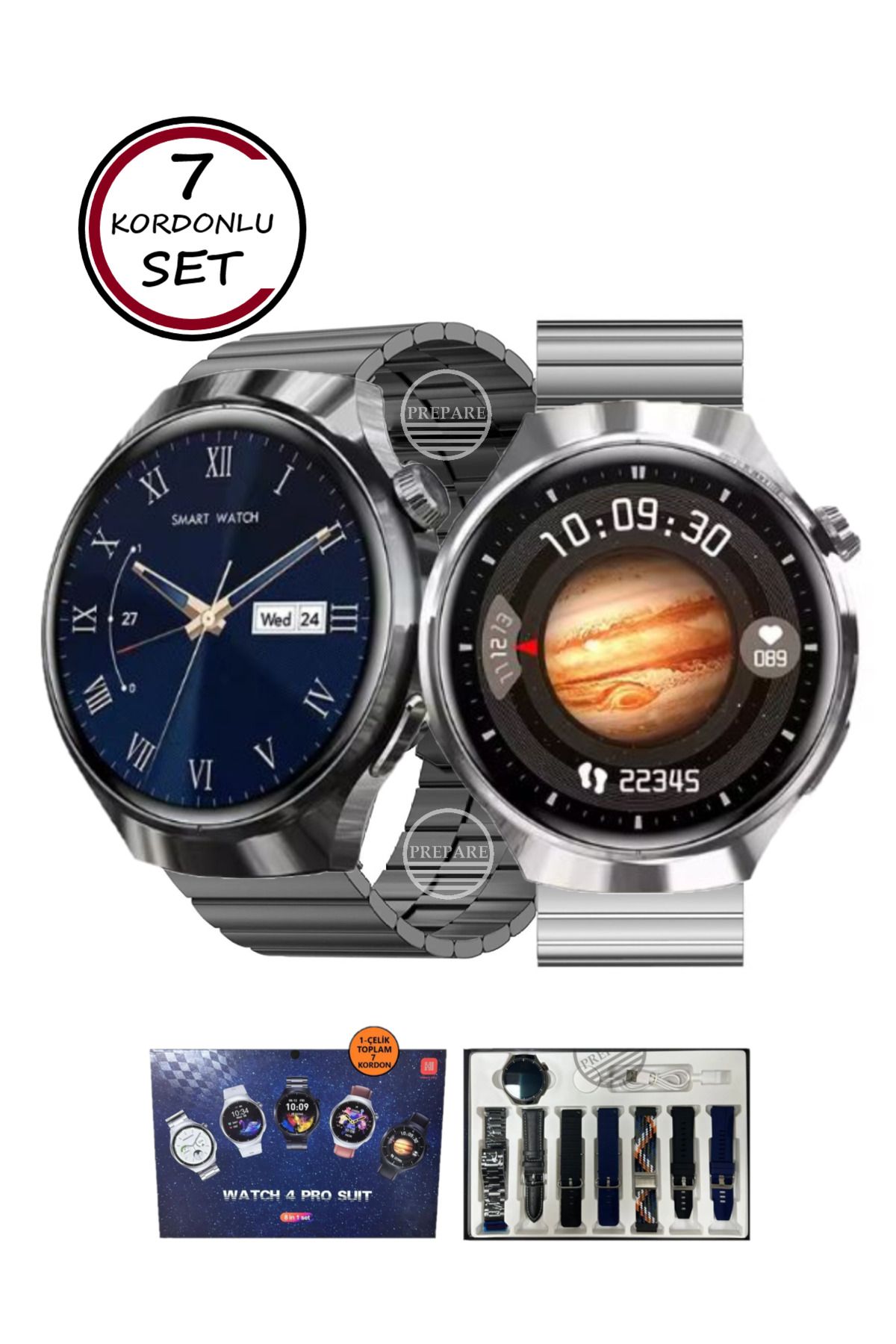 PREPARE Watch 4 Pro Suit 7 Kordonlu Tüm Cihazlara Uyumlu Sesli Görüşme Bildirim Özellikli Akıllı Saat