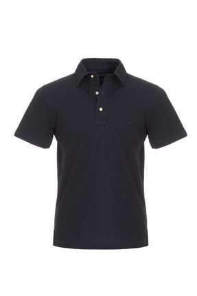 Düz Renkli Gömlek Yakalı Koyu Lacivert Polo T-shirt LWDGYBY000014