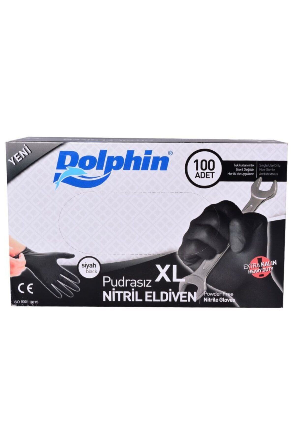 Dolphin Nitril Siyah Ekstra Kalın Eldiven 100 Lü Xl