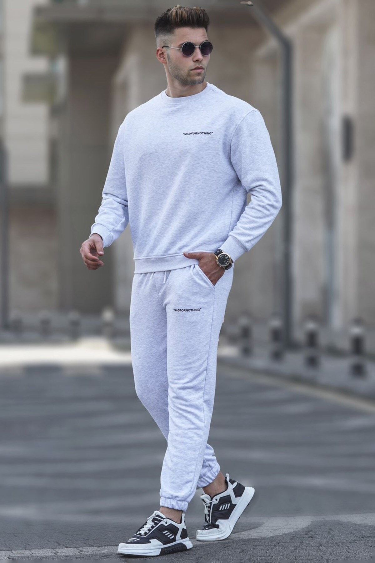 ست گرمکن اسپرت مدل یقه خدمه جیب دار طرح چاپی مردانه مدمکست Madmext (برند ترکیه)
