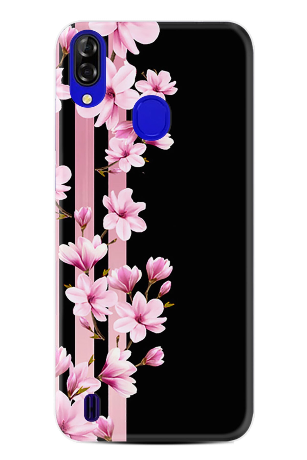 P13 Blue Plus Kılıf Desenli Silikon Kılıf Pink Flowers 3 1393