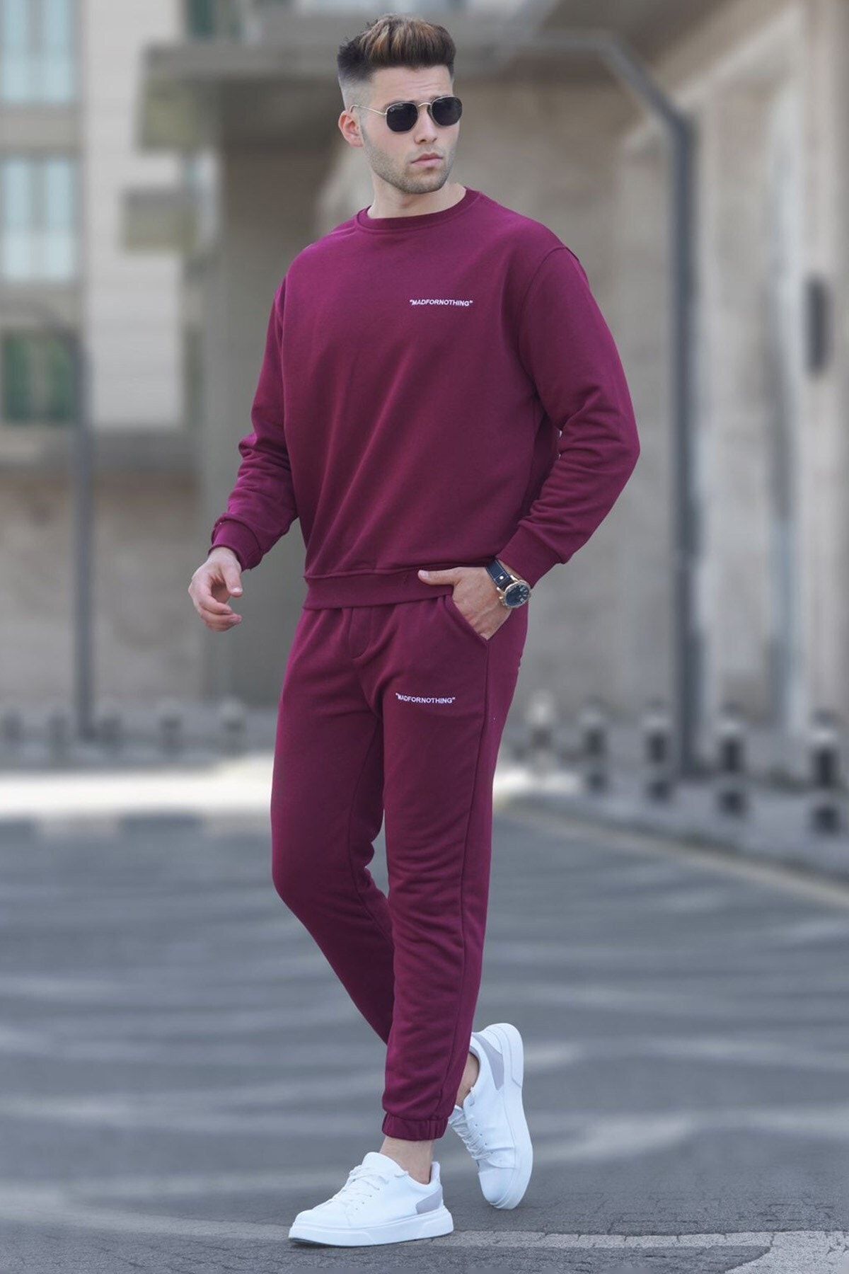 ست گرمکن اسپرت مدل یقه خدمه جیب دار طرح چاپی مردانه مدمکست Madmext (برند ترکیه)
