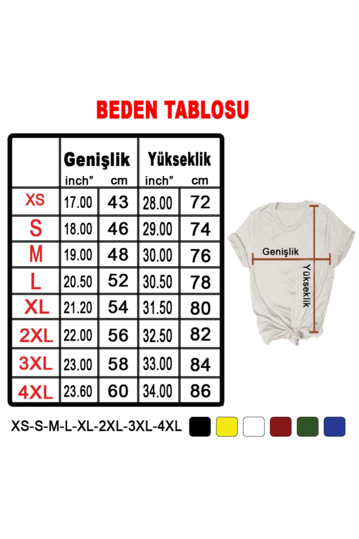 winner shirt size chart
