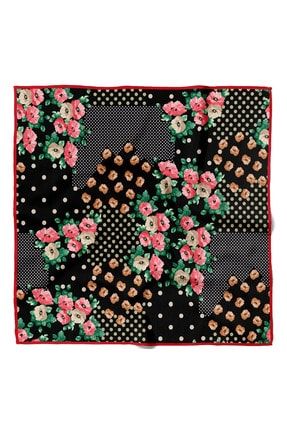 Kadın Patchwork Desenli Bandana 50x50 Yeşil Pembe Dg0302-22 bnhylg633