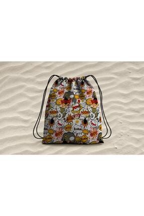 Çantalı Plaj Havlusu - Boom Pop Art Desenli PLAJ-0022