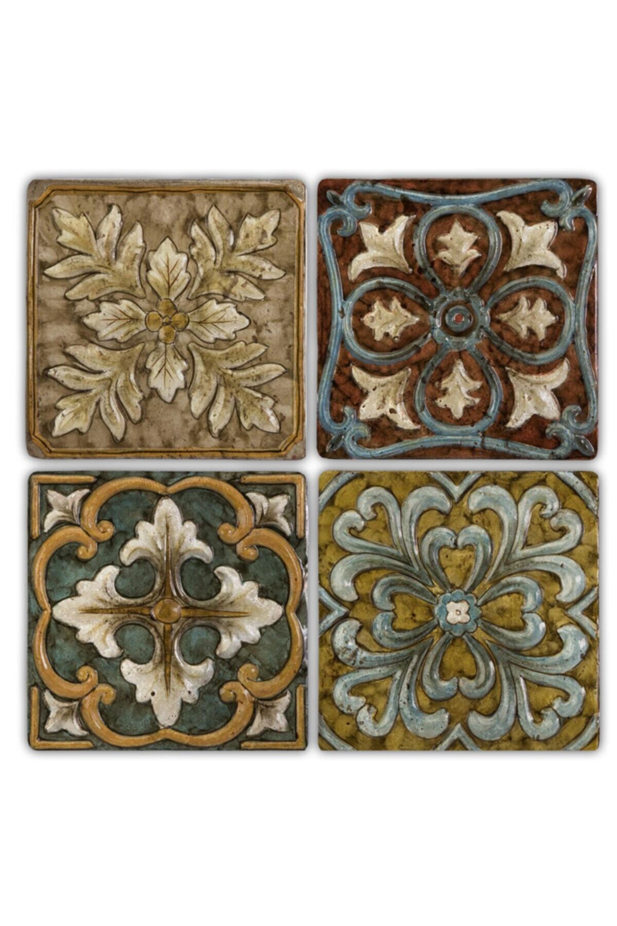 Stone Coasters - Set of 4 (10 Cmx10 Cm) Pattern Tile Pattern