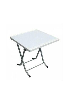 Katlanabilir Plastik Masa Metal Ayaklı 60x60 cm Beyaz P95608S3011