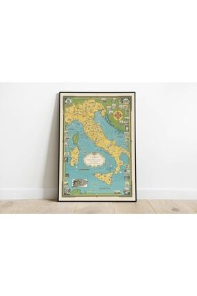 Italya Haritası Sanatsal Duvar Dekorasyon Poster 60x90cm. AMC359