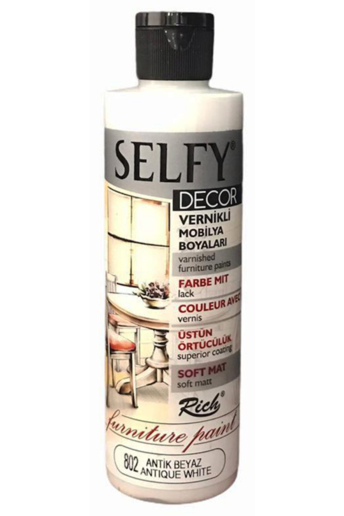 Tual Hobi Sanat Rich Selfy Decor Vernikli Akrilik 802 Antik Beyaz 240ml