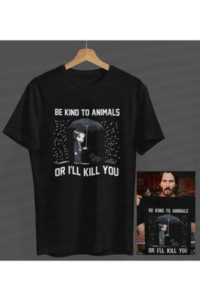 Unisex Keanu Reeves Be Kind To Animals Siyah Yuvarlak Yaka T-shirt. S23358042100SSİYAHNVM