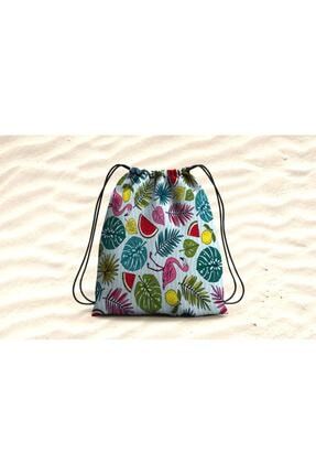 Çantalı Plaj Havlusu - Yaz Desenli PLAJ-022