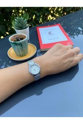 60 Dakika Saat & Retro Minimal Yuvarlak Çelik Hasır Kordon Kadın Kol Saati - Gümüş 60DakikaSaat0010