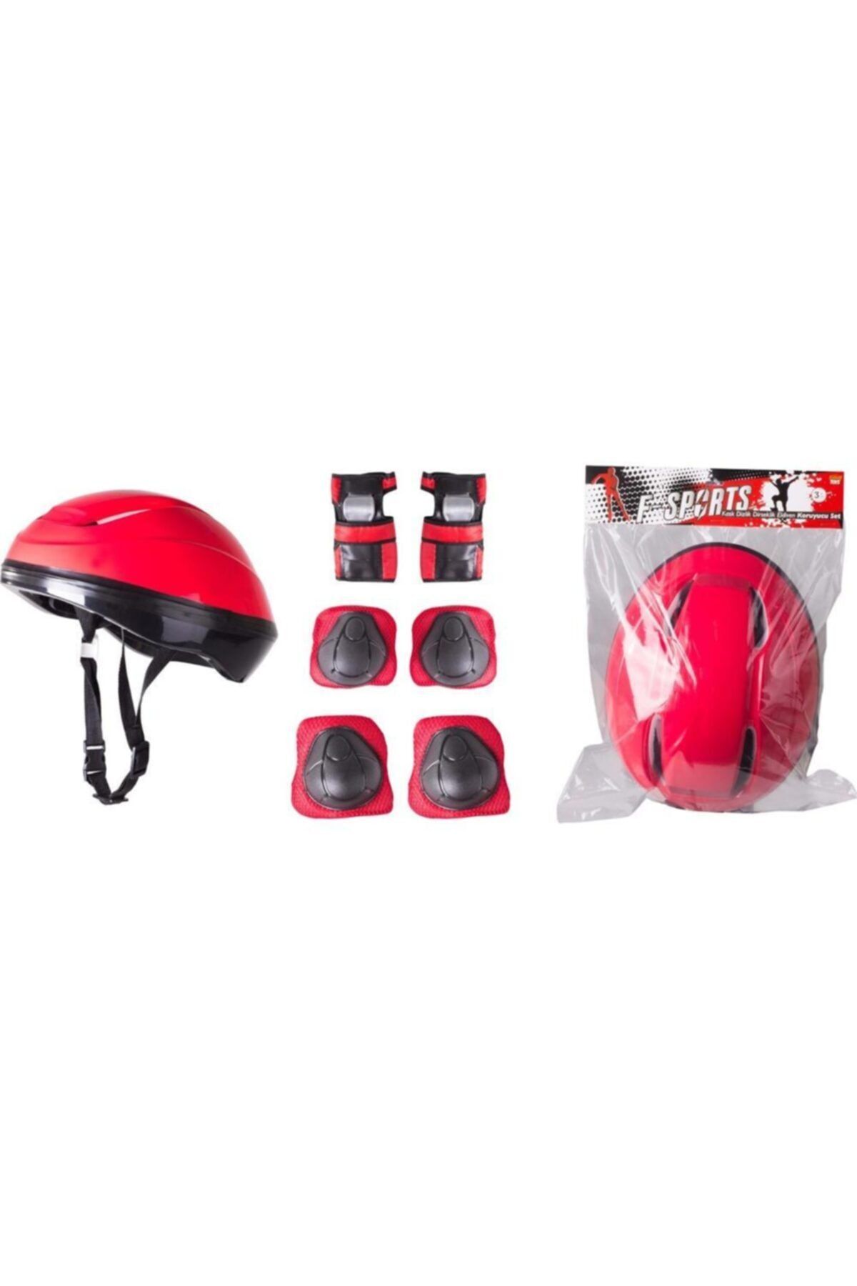 Kelebek Oyuncak Helmet Knee Pad Elbow Pad Protective Set Red