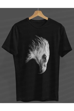 Unisex Kadın-erkek Sessiz Ve Ani Kartal Tasarım Siyah T-shirt S23358042240SSİYAHNVM