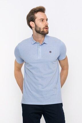 Regular Fit, Mavi, Iç Yaka Detaylı, Kısa Kollu Polo T-shirt FLX-0259