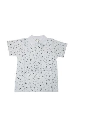 Erkek Beyaz Soru Isaretlı Lakoste T-shirt (polo Yaka) DG56