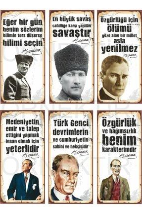Mustafa Kemal Atatürk 6lı Mini Retro Ahşap Poster Seti retro01