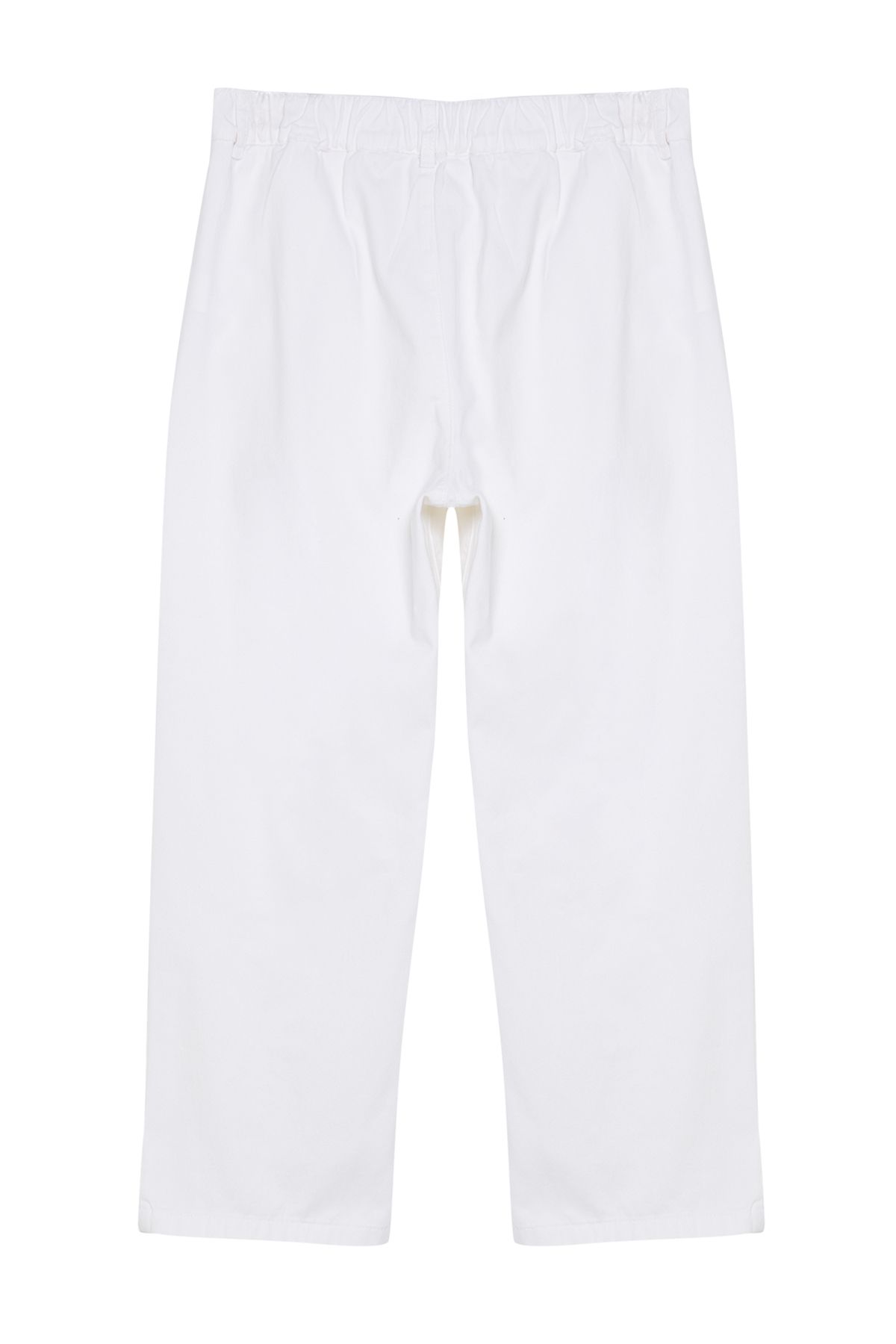 Trendyol Collection-Ψηλόμεσο Λευκό Παντελόνι Barrel - Ελαστικό, TWOAW25JE00030 7