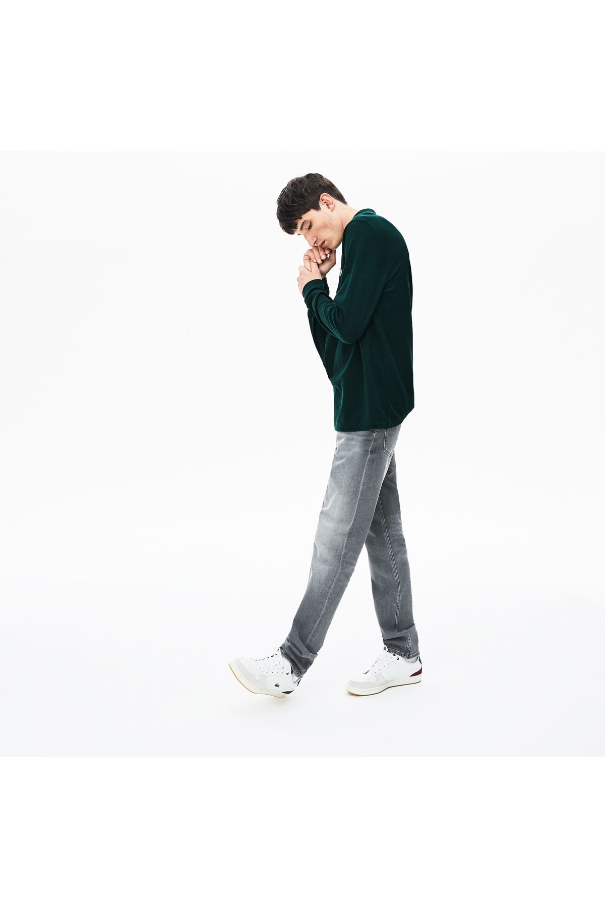 Lacoste L.12.12 کلاسیک مناسب مردانه آستین بلند تیره چوگان