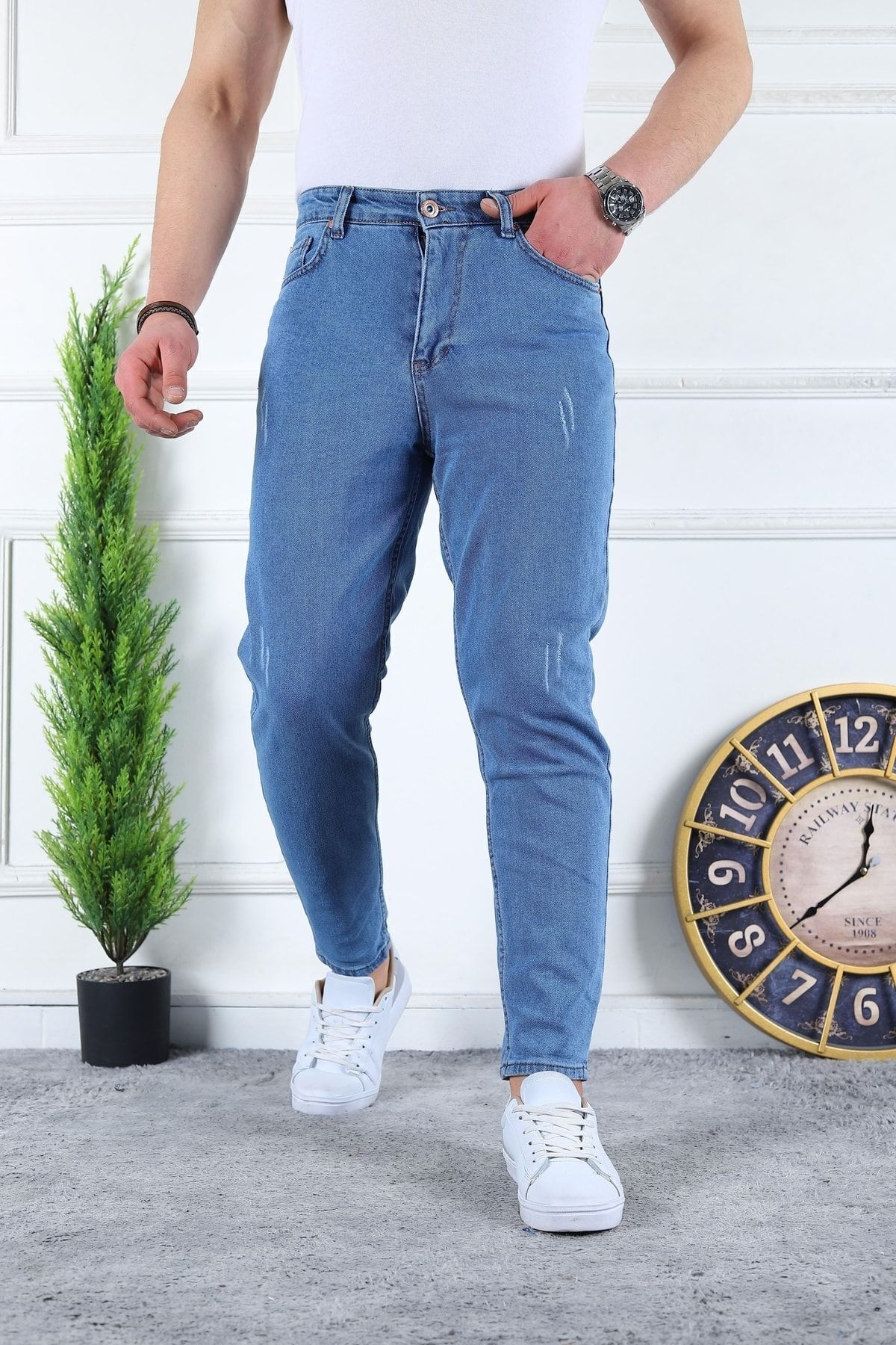 comstar-بنطلون جينز رجالي من الليكرا بقصة Boyfriend Denim باللون الأزرق الجليدي 3