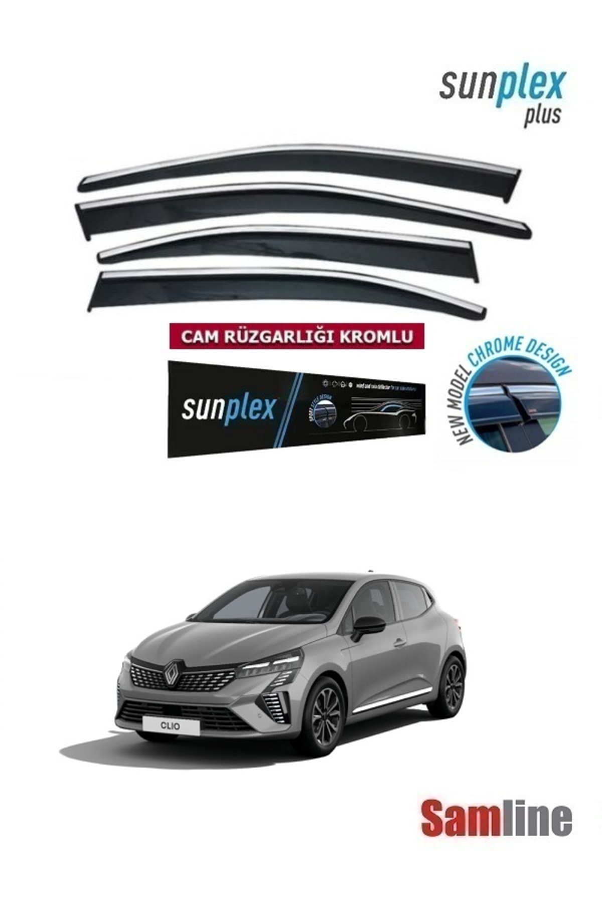 SUNPLEX Renault Clio 5.5 Hatchback Yeni Kasa 2024 Modeller için Kromlu ...