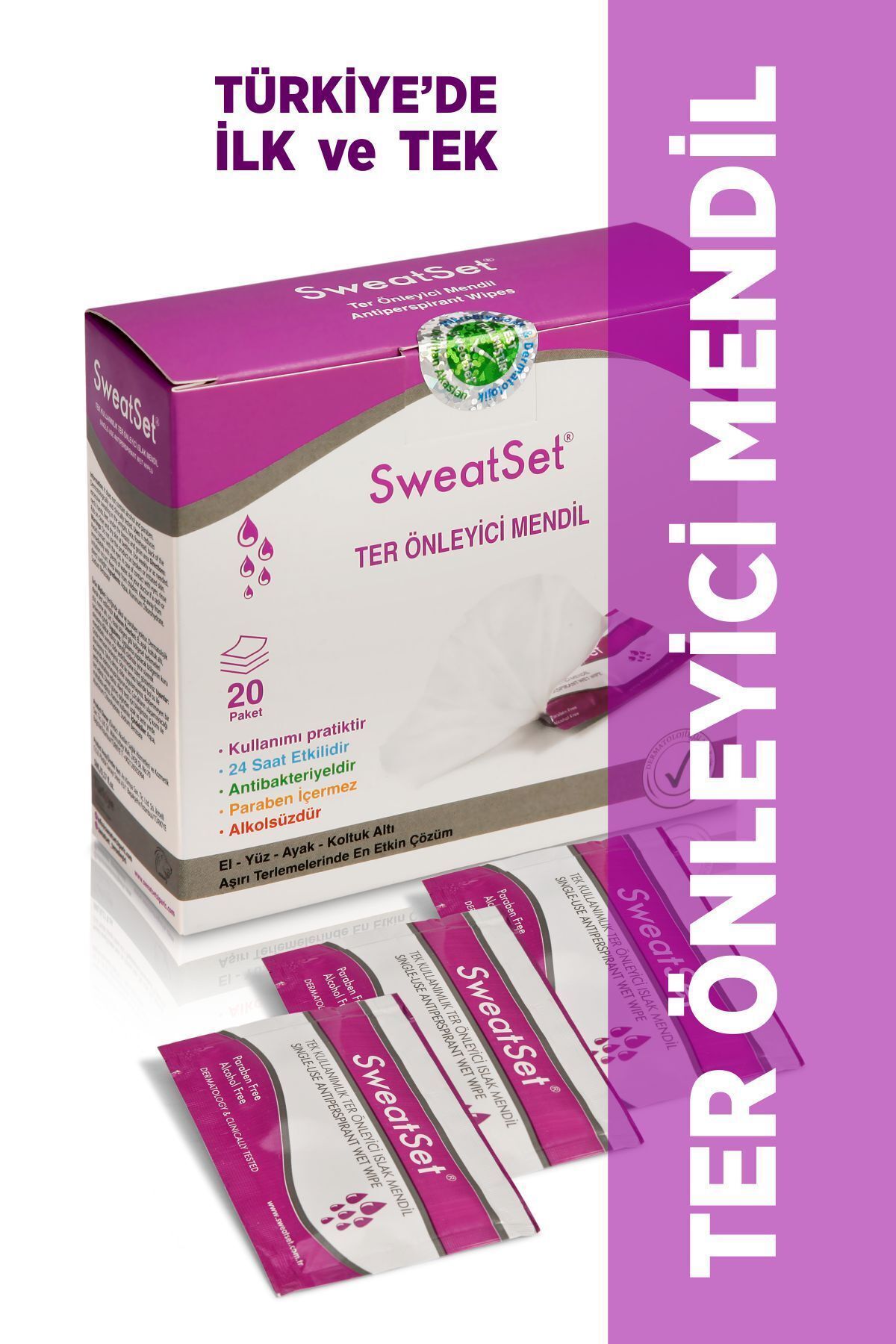 SWEAT SET-Anti-Perspiration Wipes 20 Pieces Underarm Hand Face Foot Disposable Sweat Wipes Single in Turkey 5