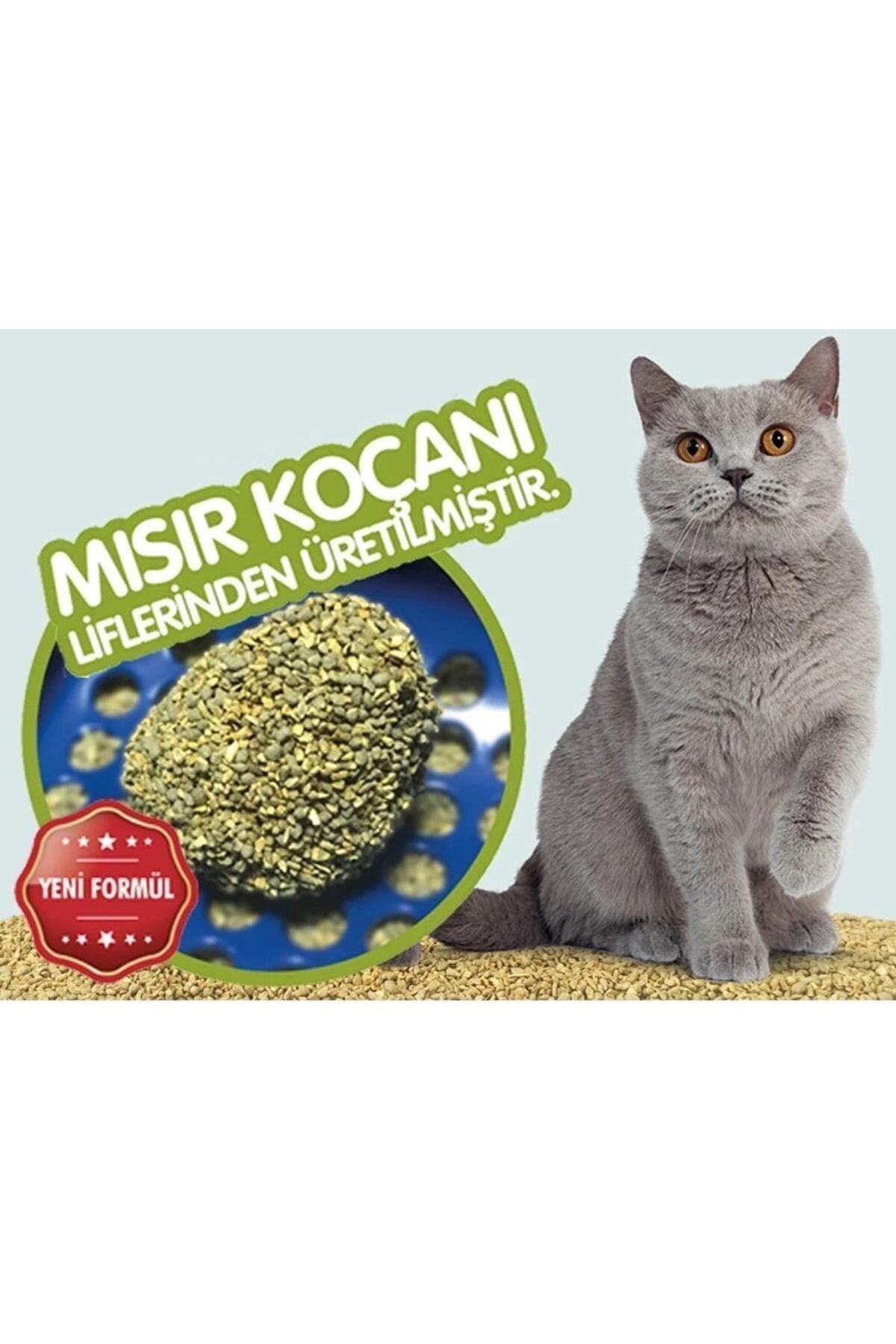 8 Lt Mısır Koçanı Granülü Topaklaşan Doğal Kedi Kumu