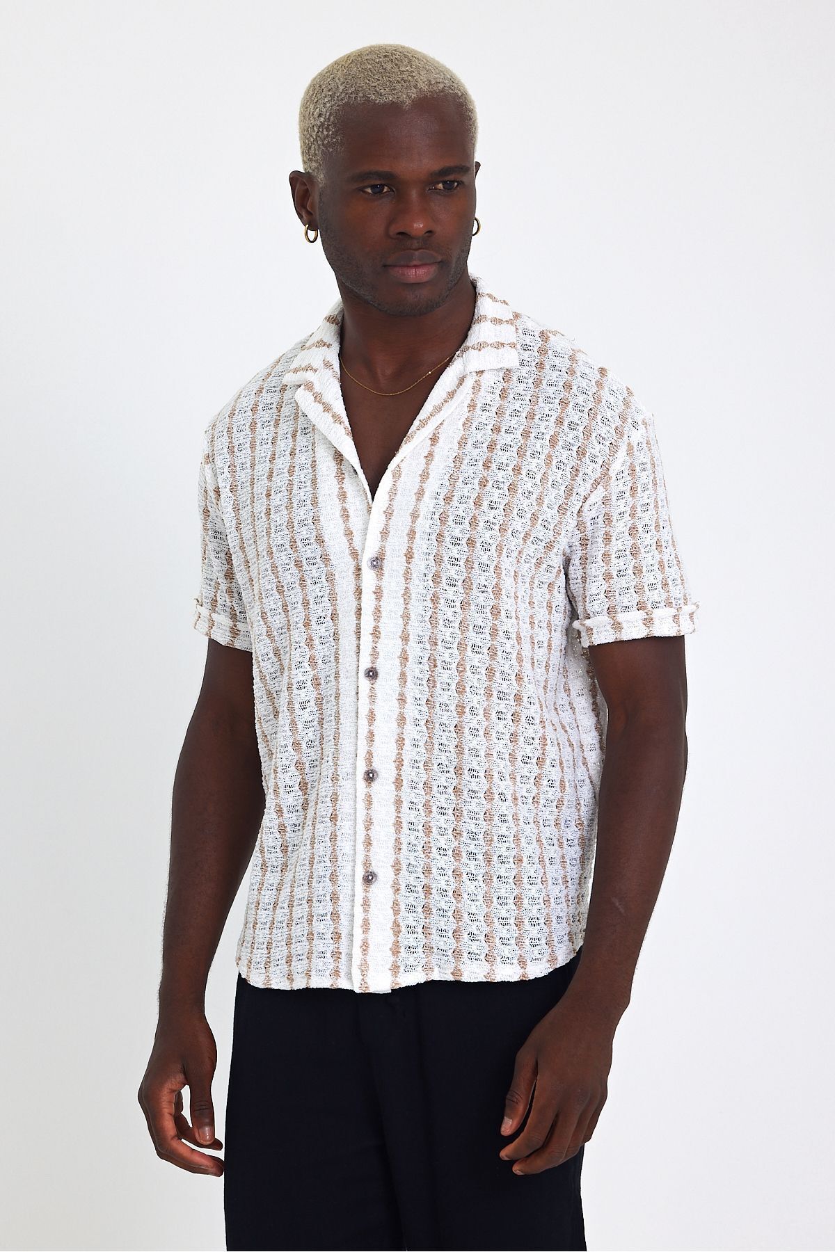 İLKCET MODA-Jacquard Oversize Short Sleeve Shirt 2