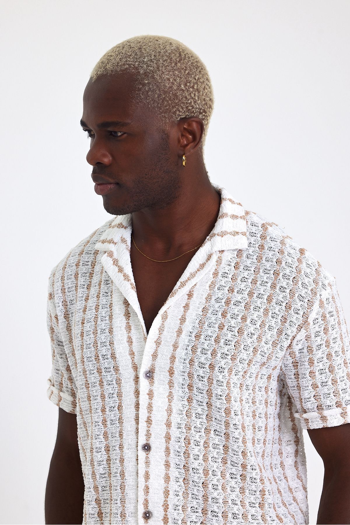 İLKCET MODA-Jacquard Oversize Short Sleeve Shirt 5
