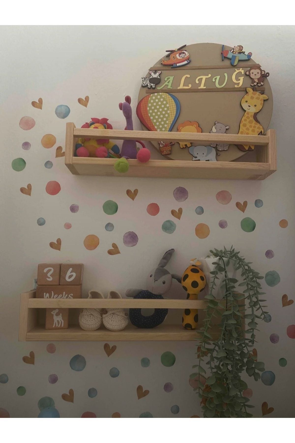 Montessori 2'li Çocuk Odası Rafı (Derinlik 8 cm)