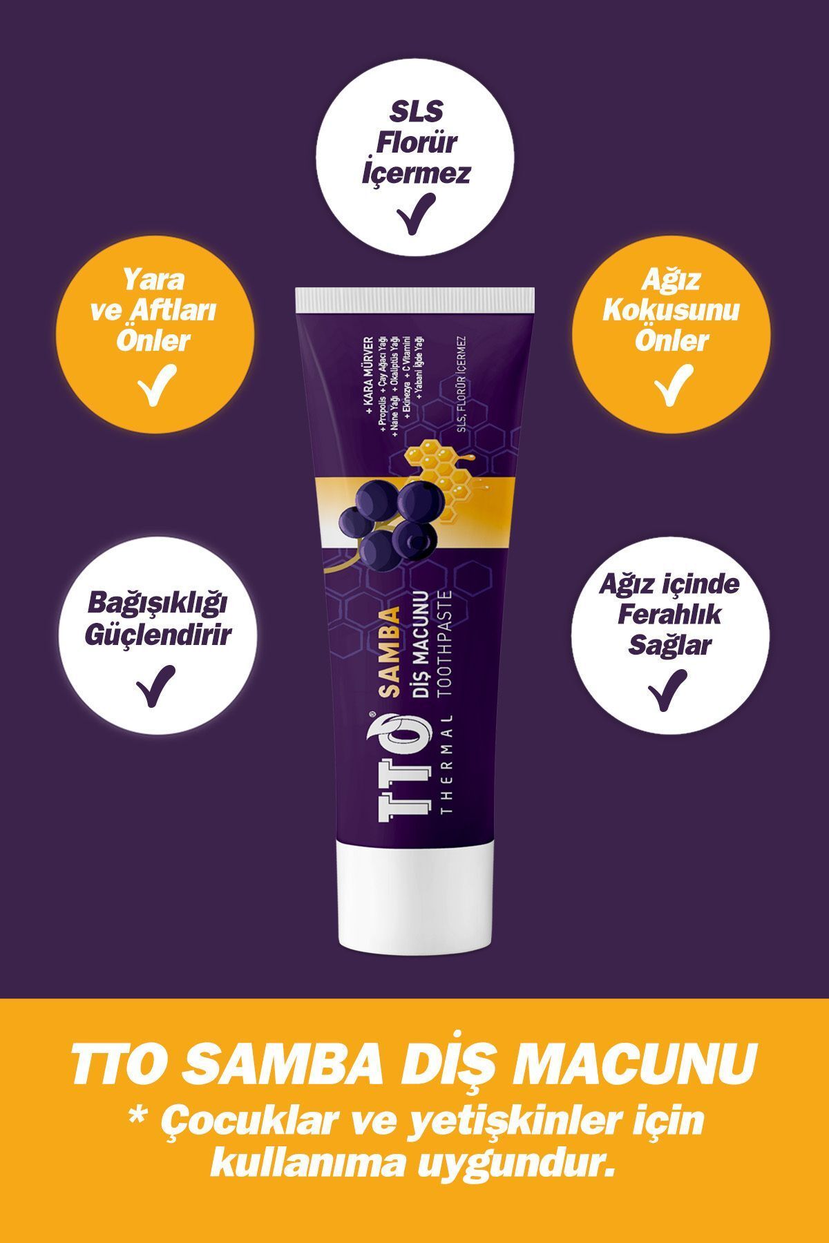 خمیردندان خمیر دندان سامبا 75 زخم بوی بد دهان SLS FLORIDE در داخل روغن درخت چای SAMBUCUS PROPOLIS نیست Tto