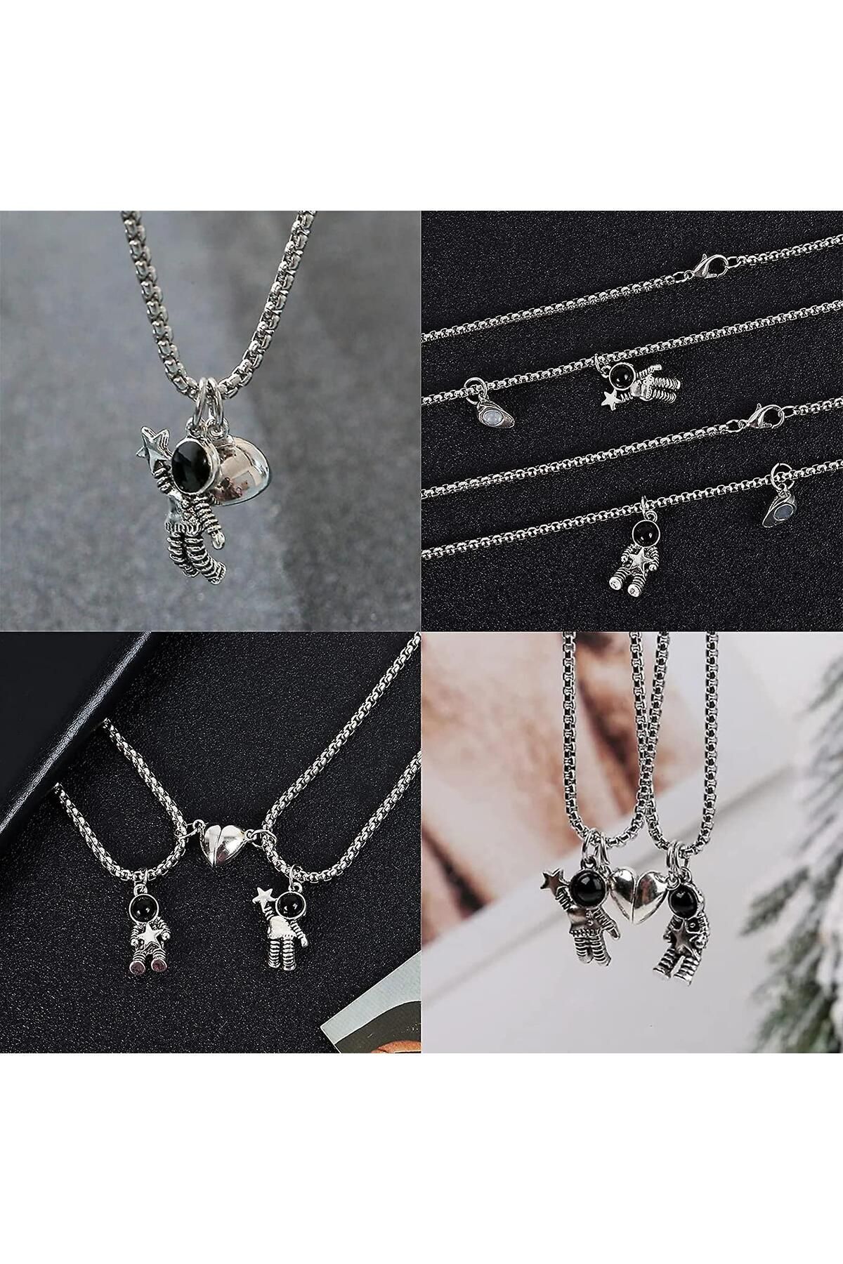 Shopiolog-Space Astronaut - Couple Lover Best Friends Necklace, 2-Piece Joining Heart Lover Friendship 6