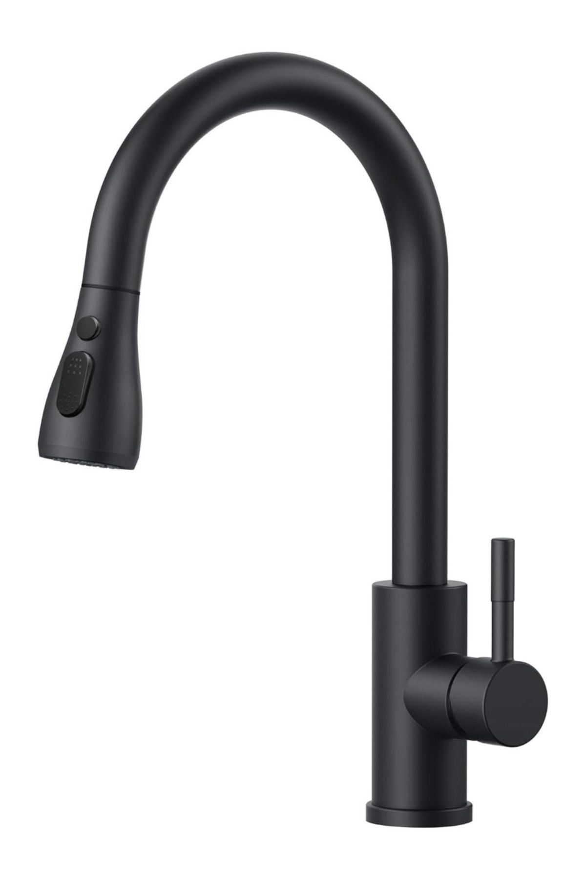 İSAOĞLU YAPI-Matte Black Spiral Sink Faucet - Extending Pull and Shower Effect Fixture 2